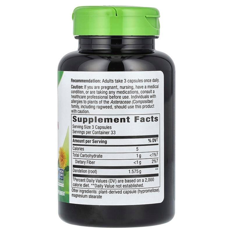 Корень одуванчика Nature's Way Dandelion Root 525 мг 100 растительных капс. (1314271858) - фото 2