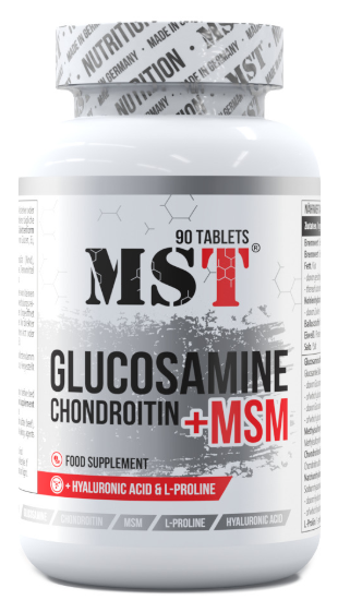 Хондропротектор Комплекс для суставов MST Glucosamine Chondroitin MSM/Hyaluronic Acid/L-Proline 90 таблеток