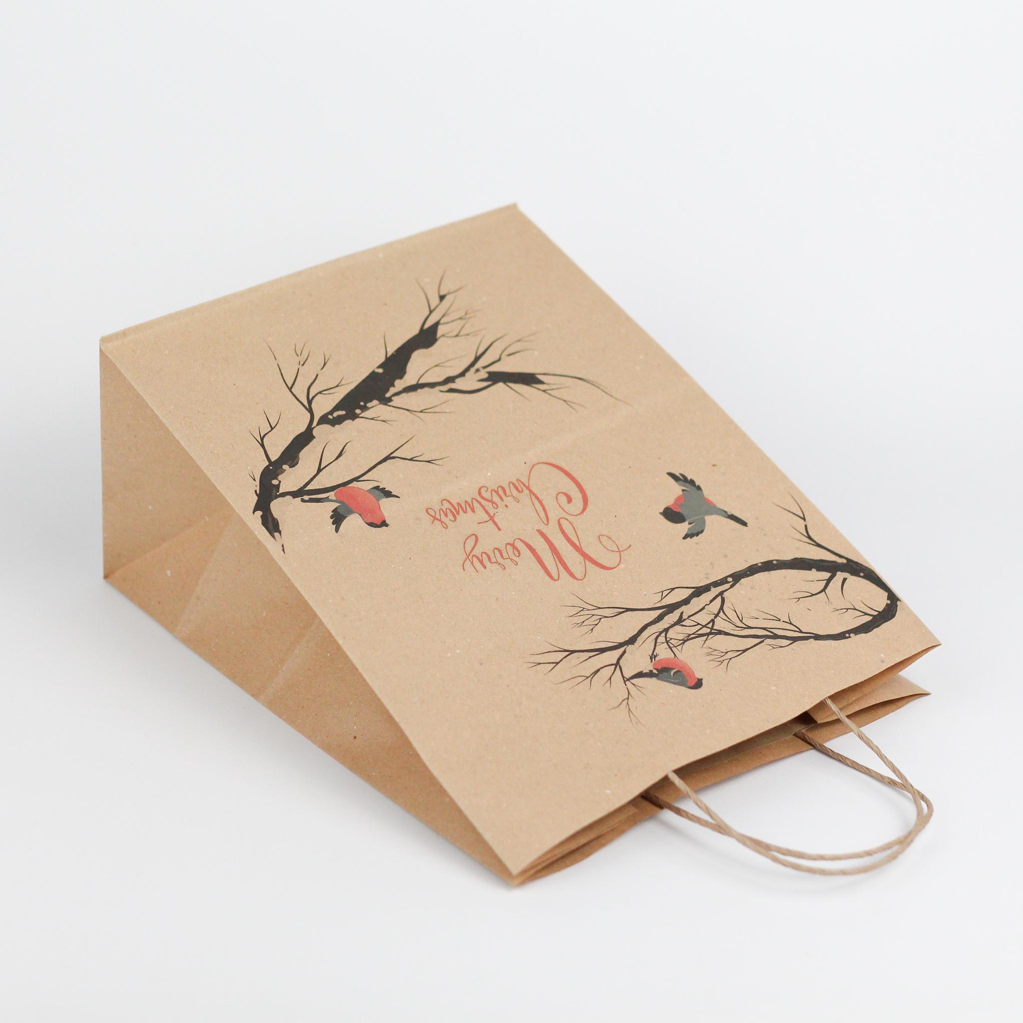 Подарочный пакет новогодний Merry Christmas Снегири на ветви с кручеными ручками 260х150х350 мм 10 шт. - фото 4 Подарочный пакет новогодний Merry Christmas Снегири на ветви с кручеными ручками 260х150х350 мм 10 шт. - фото 4