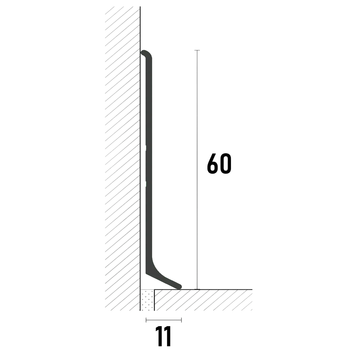 Плинтус алюминиевый накладной SVP-60S 60x11x2600 мм Серебро (25549936) - фото 2 Плинтус алюминиевый накладной SVP-60S 60x11x2600 мм Серебро (25549936) - фото 2