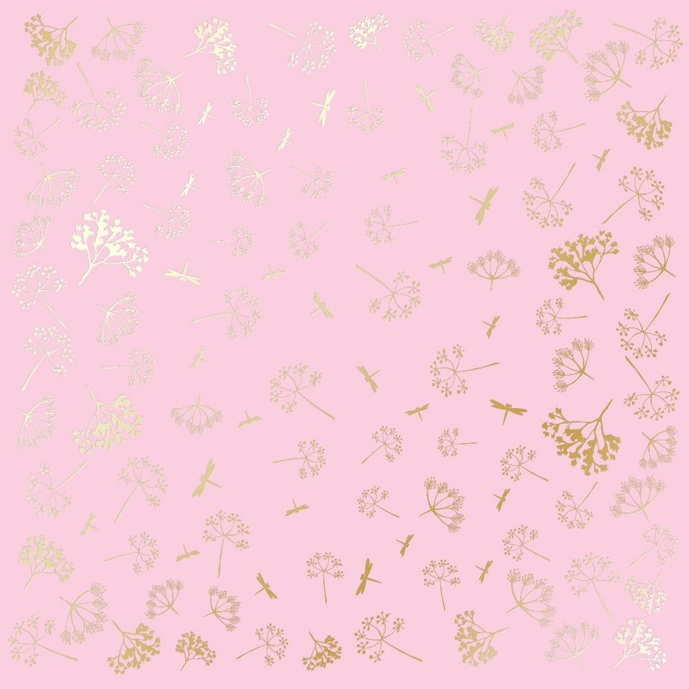 Лист бумаги односторонний Golden Dill с фольгированием 30,5х30,5 см Pink