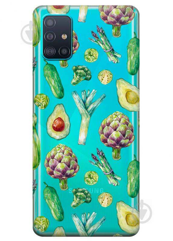 Прозрачный силиконовый чехол iSwag для Samsung Galaxy A51 с рисунком - Полезная еда (KS3186)