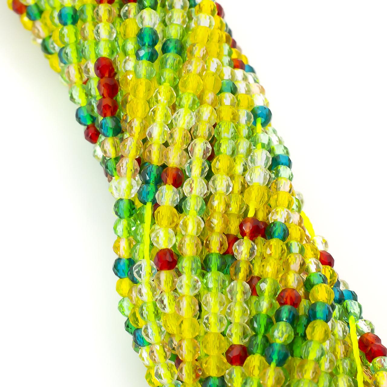 Бусины на нитке 37 см с круглой огранкой из шпинели 2 мм 200 шт. Разноцветные (БШ2402к51)