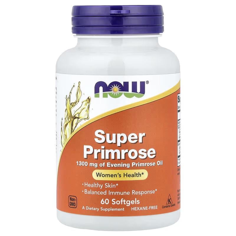 Масло вечерней примулы Now Foods Super Primrose 1300 мг 60 капсул (3014408680)