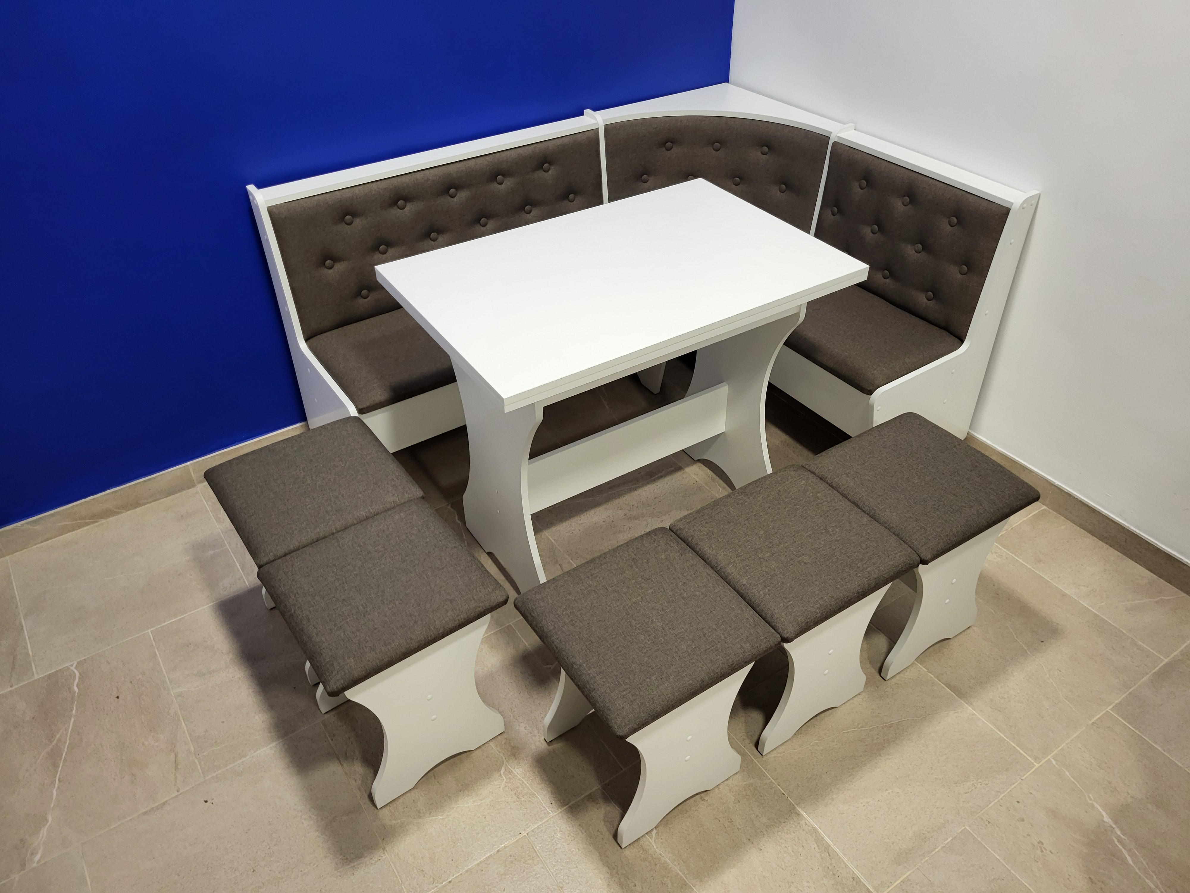 Кухонный уголок Семейный со столом и 5 табуретами 113,5х153,5 см Белый/Дорандо (KS5T-B-D) Кухонный уголок Семейный со столом и 5 табуретами 113,5х153,5 см Белый/Дорандо (KS5T-B-D)