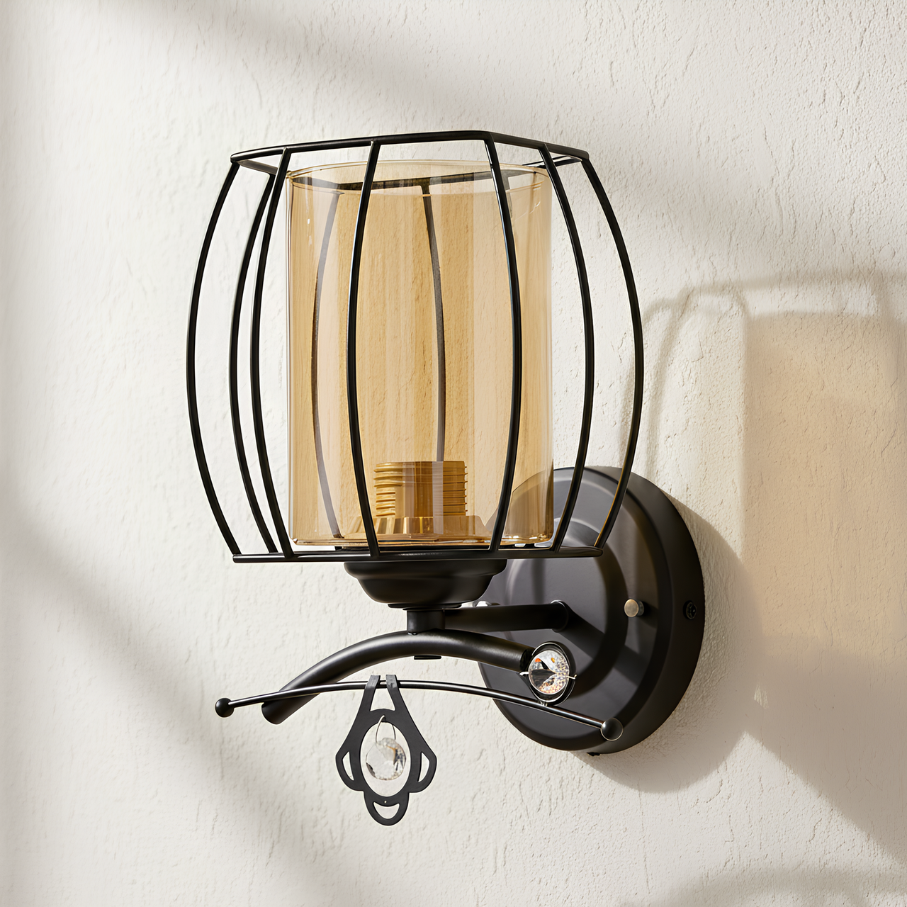 Бра Valeso с металлическим каркасом под одну лампу Е27 Черный (B-91187C/1)