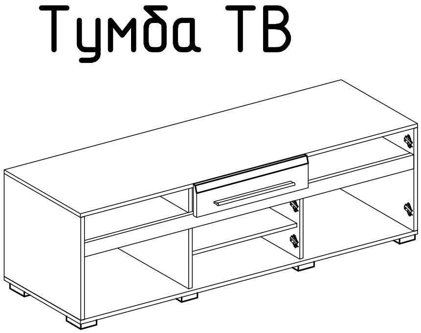 Тумба під телевізор Світ Меблів Б'янко 1500х400х500 мм у вітальню/спальню з ДСП та МДФ Білий глянець/Дуб сонома - фото 4