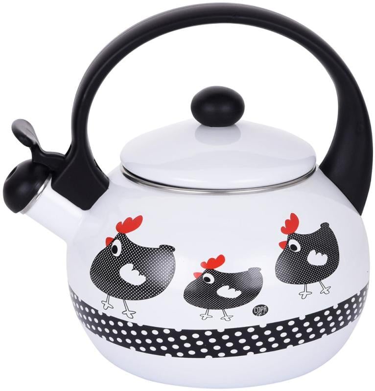 Чайник эмалированный Kamille Курочки со свистком 2,2 л