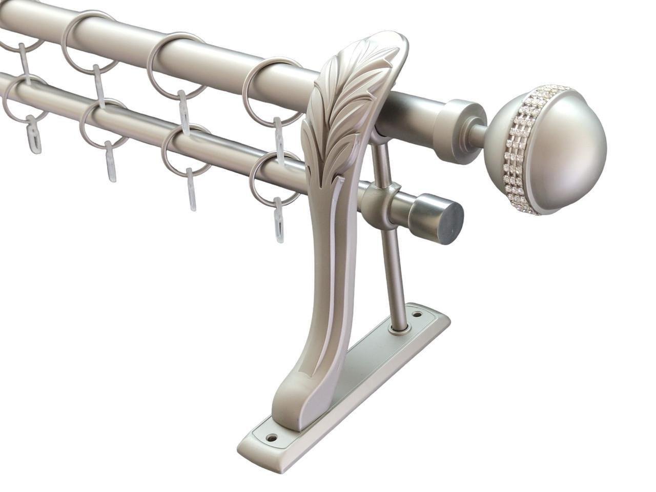 Карниз для штор Orvit Авея металлический двухрядный ретро гладкая труба кольцо металлическое матовый 25/19 мм 240 см Сатин (1929817610)