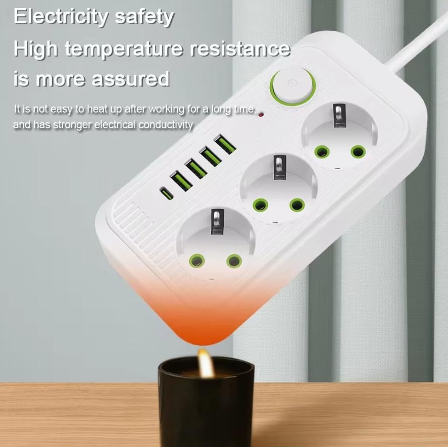 Сетевой фильтр Fuan F09U 4 USB 3AC 16A Белый (28062021) - фото 3