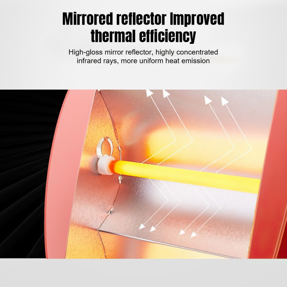 Электрический напольный обогреватель GR90D кварцевый 2 режима Красный (30653010) - фото 4