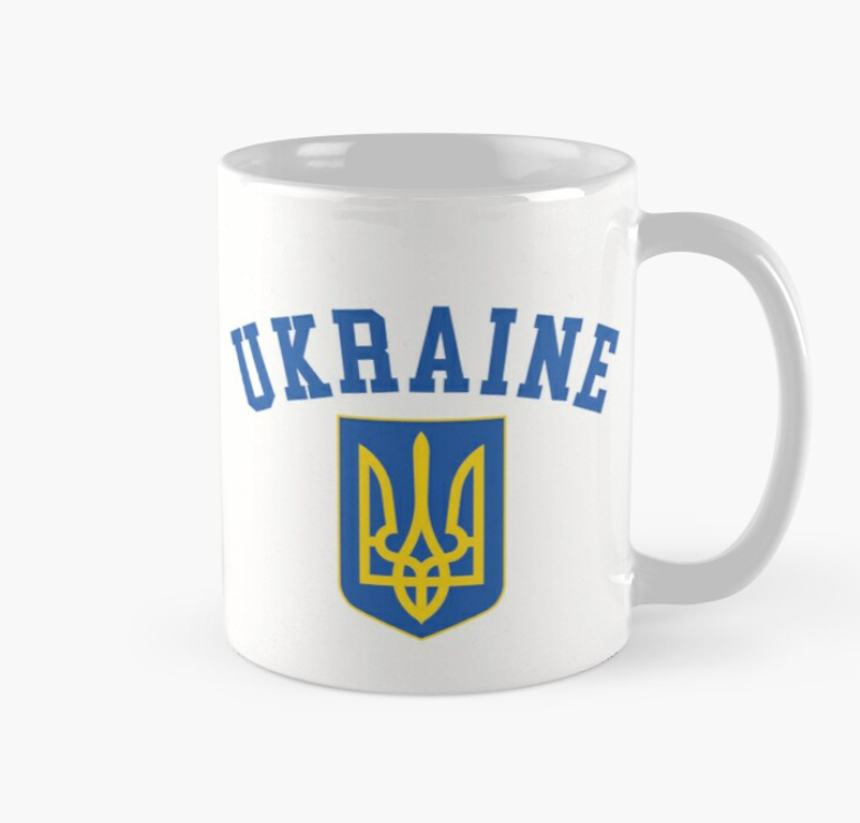 Чашка керамическая с принтом "Ukraine" Герб Украины 330 мл Белый (УКР24Ч)