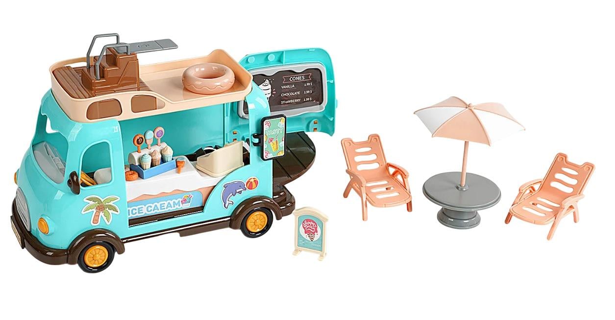 Игрушечный автобус Фургончик с мороженым Stomle Family аксессуары/наклейки Blue (150929)