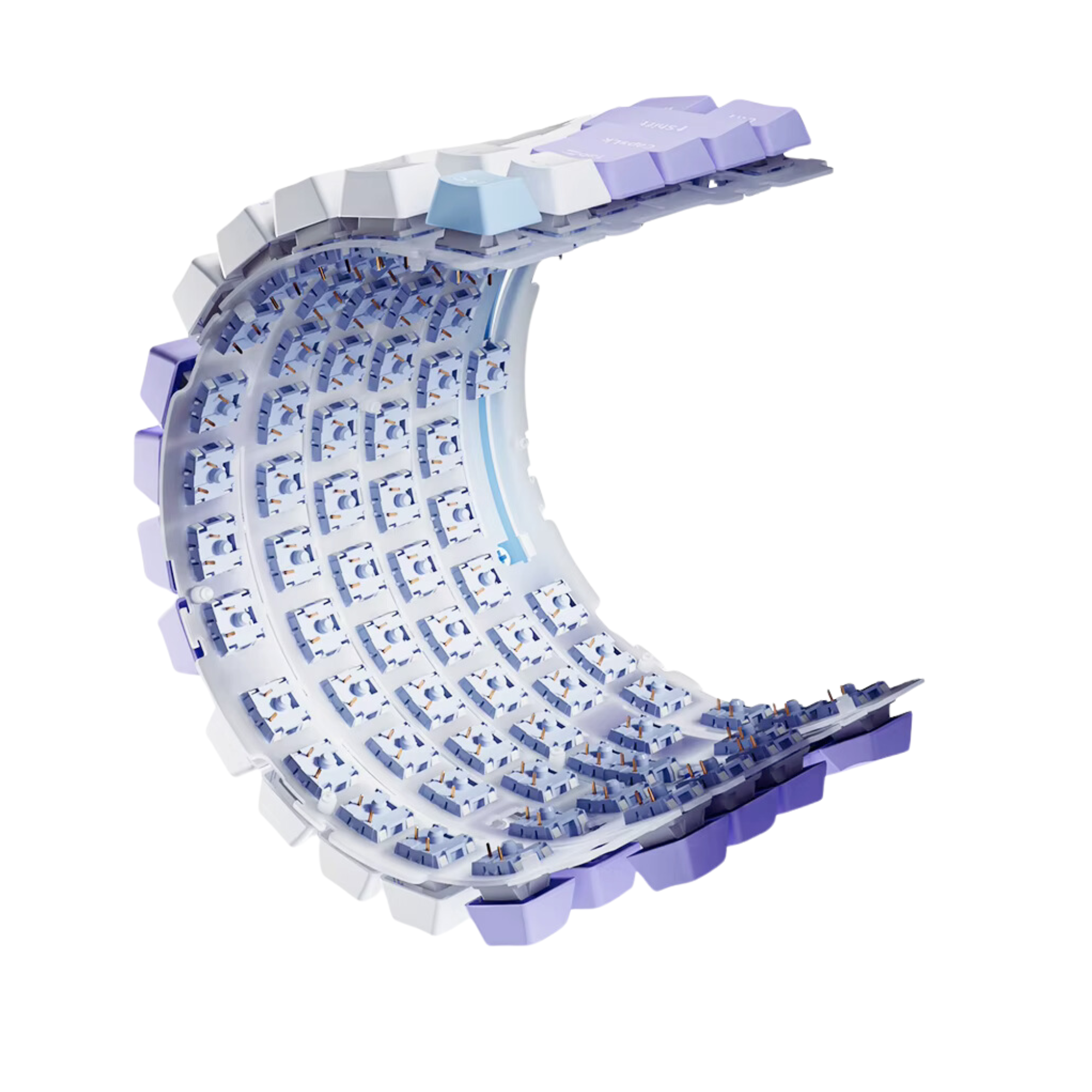 Клавиатура механическая беспроводная Ajazz Ak820 PRO с подсветкой RGB и поддержкой Hot-Swap/гравировка ENG/UA/RU White/Purple (GS-252) - фото 2