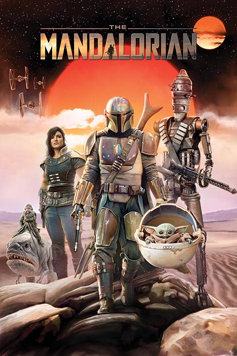 Постер плакат Звездные Войны Мандалорец Группа/Star Wars The Mandalorian Group 61x91,5 см