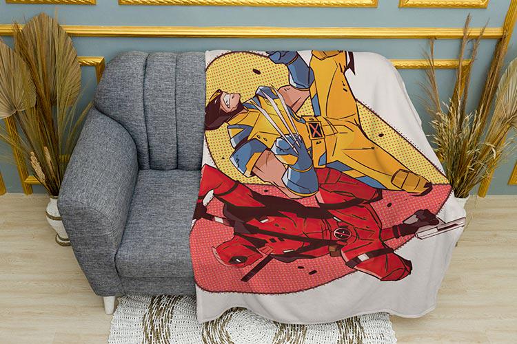 Плед Deadpool and Wolverine Friends Heart плюш двошаровий 135х150 см (113419-2)