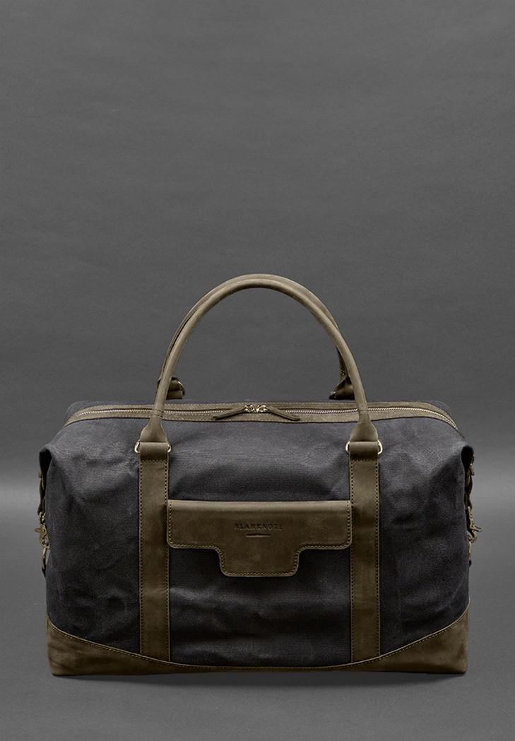 Дорожня сумка з канвасу та натуральної шкіри Crazy Horse Темно-коричневий (A-028161) - фото 5