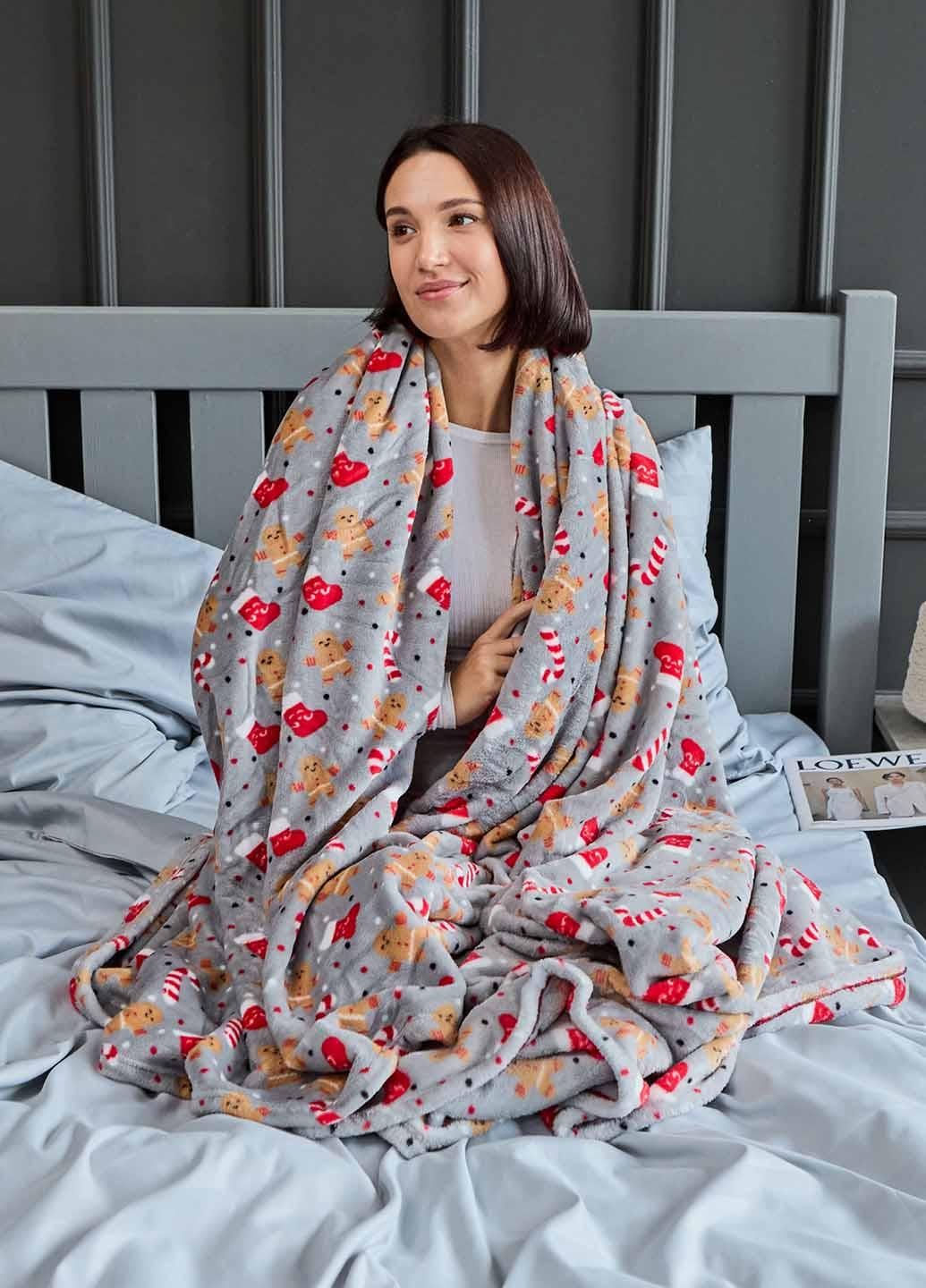 Покрывало новогоднее велюровое 220х200 см