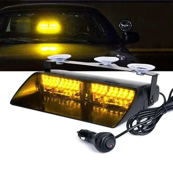 Стробоскоп S2 16 LED жовтий 12V на лобове скло - фото 2