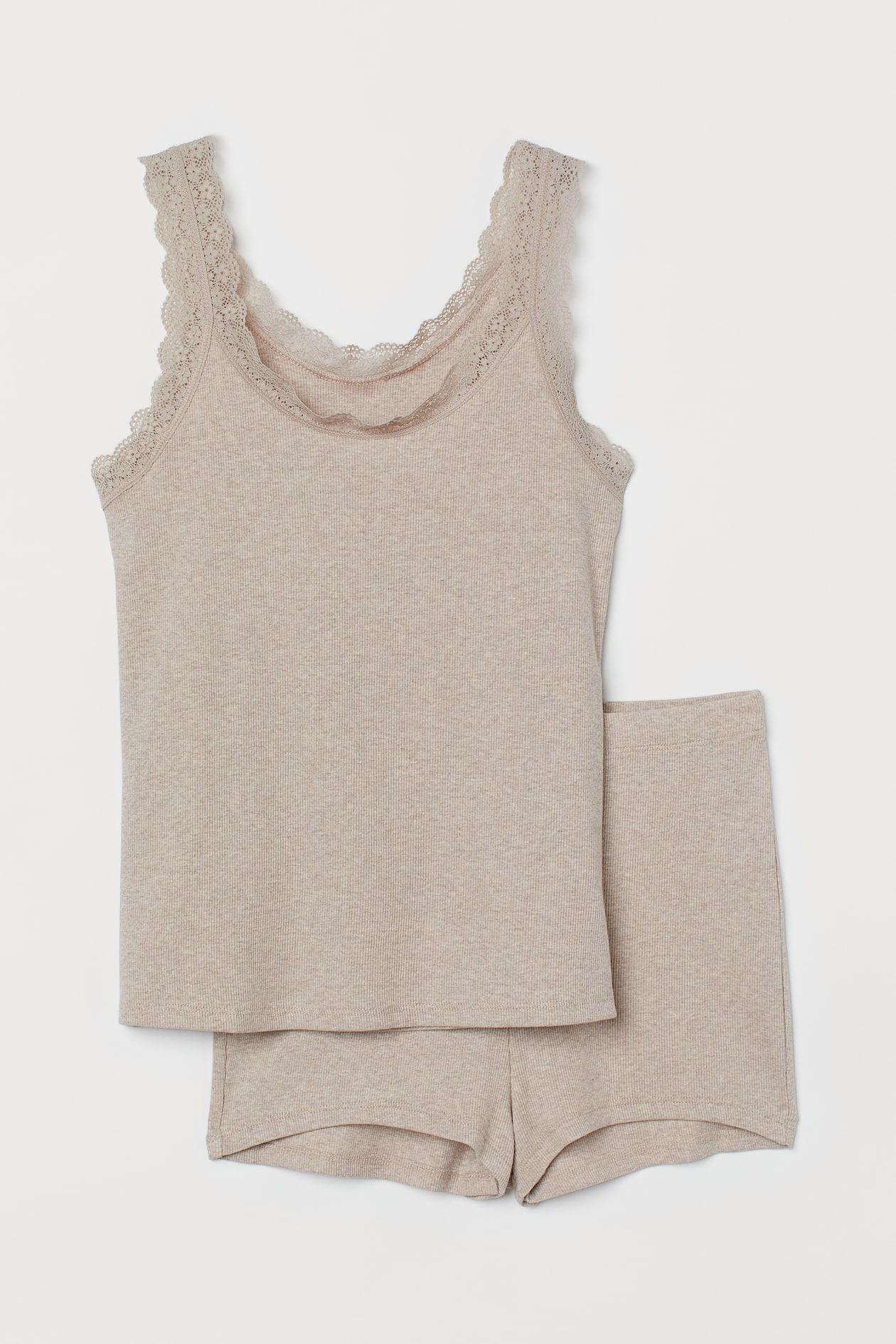 Піжама H&M майка/шорти XS Бежевий меланж (X1501979439)