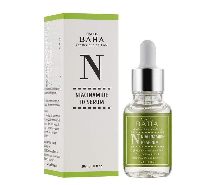 Сироватка для обличчя з ніацинамідом та цинком Cos de Baha 10% Niacinamide Serum with Zinc 1% 30 мл