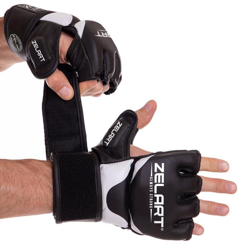Перчатки для смешанных единоборств Zelart BO-3394 M Черный/Белый (37508128)
