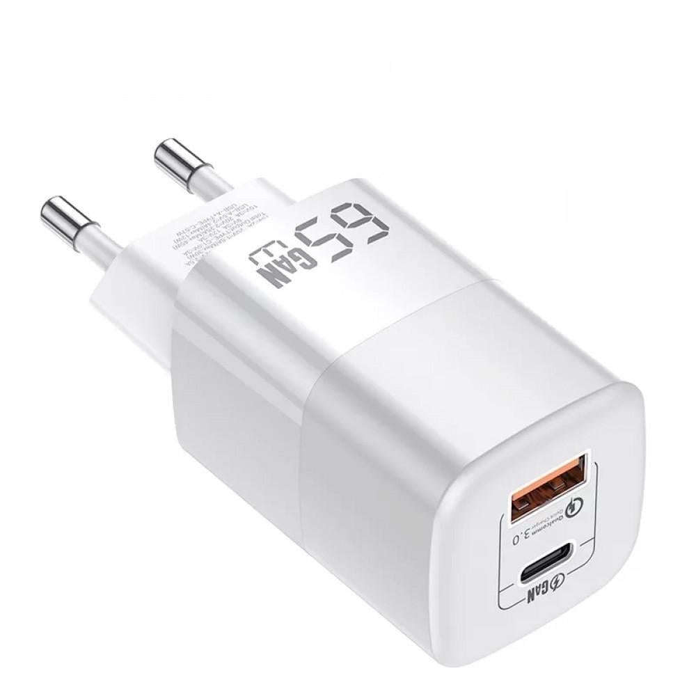 Зарядний пристрій мережевий KUULAA GaN QC4.0 Type-C/USB 65 White (25397360)