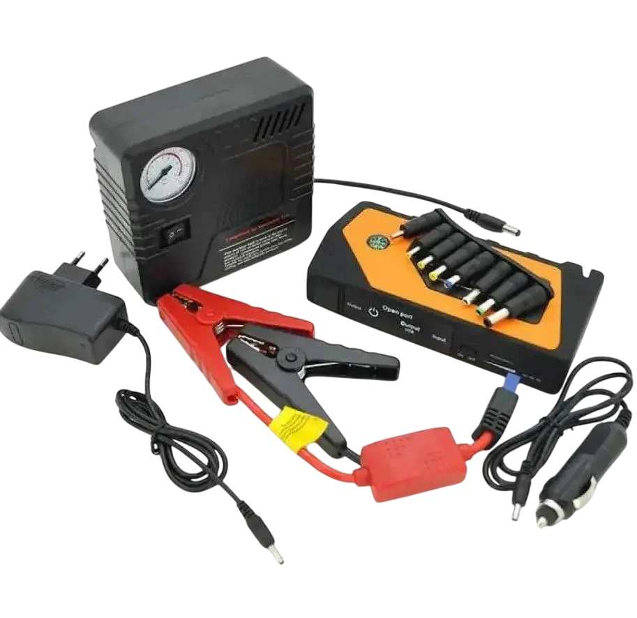 Устройство пусковое с компрессором для авто Jump Starter 8399 9980 mAh 600 А Balck/Orange (608134)