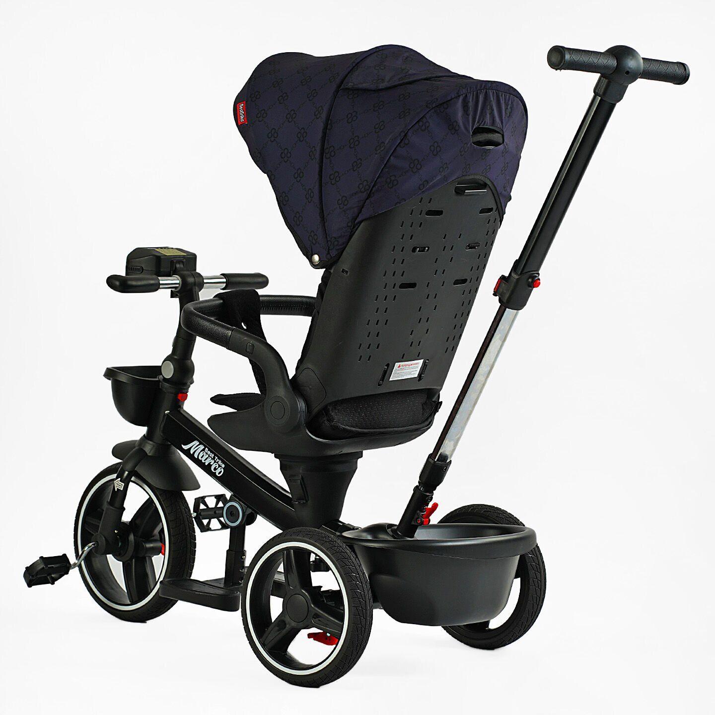 Велосипед дитячий триколісний Best Trike Marco 9155 PU складане кермо музична фара з батьківською ручкою Синій (331-09) - фото 3 Велосипед дитячий триколісний Best Trike Marco 9155 PU складане кермо музична фара з батьківською ручкою Синій (331-09) - фото 3