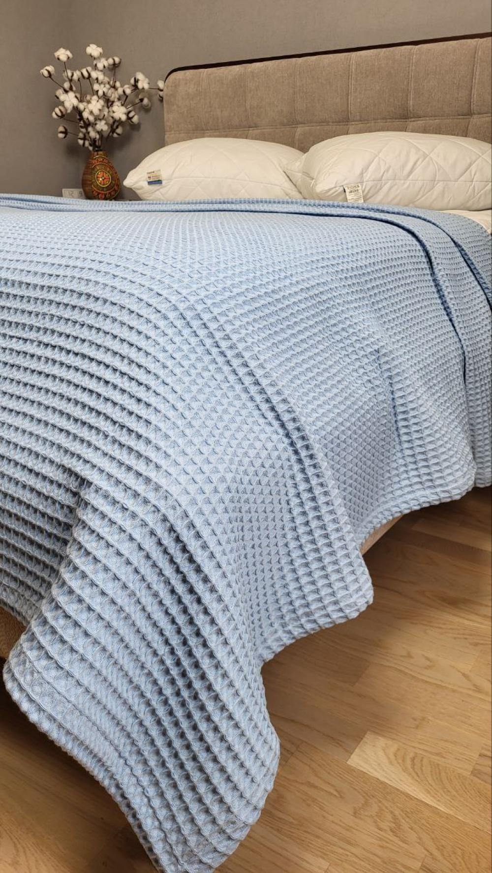 Покрывало Пике Сота 180x220 см Голубой (11074) - фото 4 Покрывало Пике Сота 180x220 см Голубой (11074) - фото 4