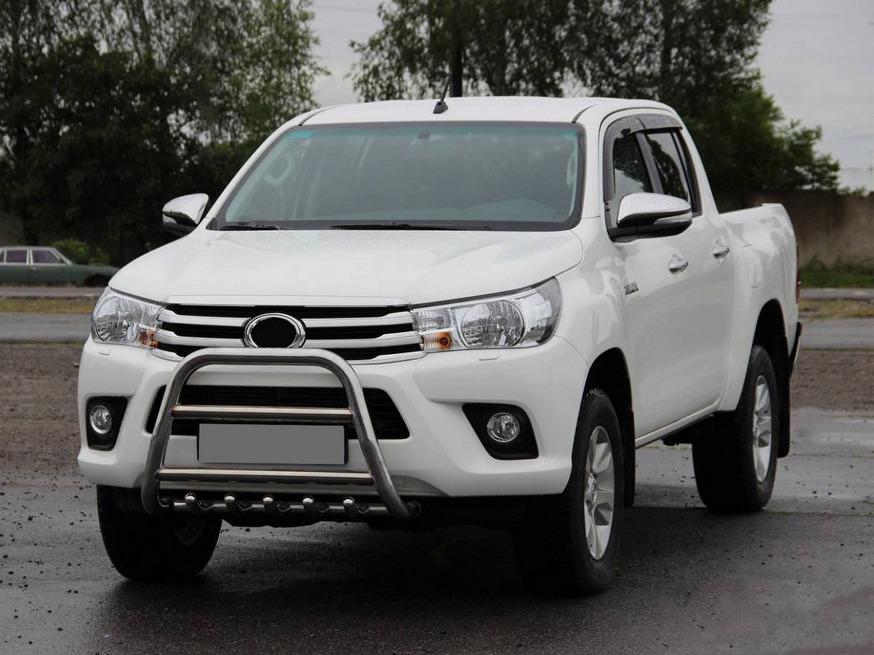 Передняя защита QT008 CAN для Toyota Hilux 2015- гг. нержавеющая сталь Хром