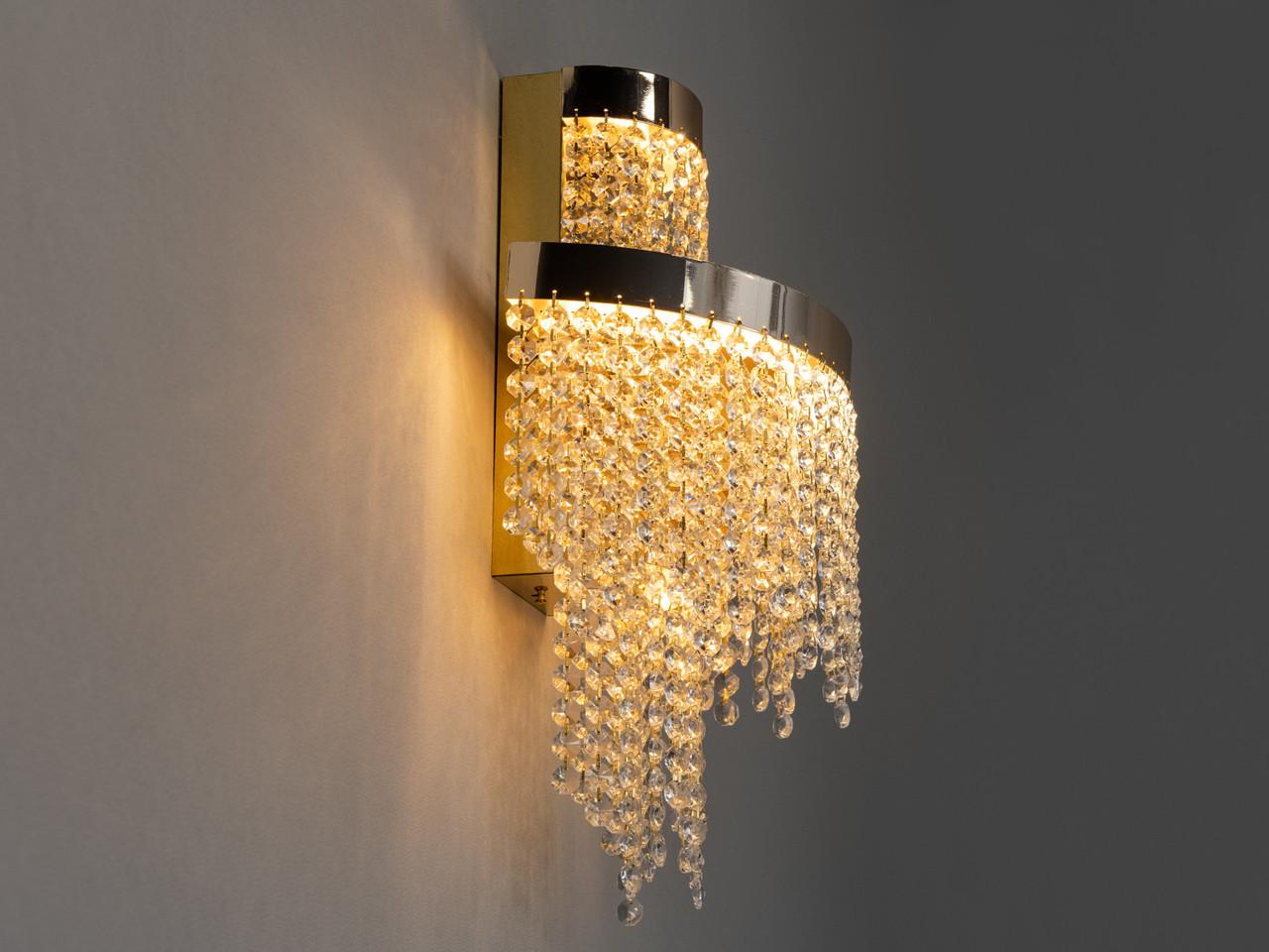 Бра с хрустальными подвесками для гостиной 376-B GD Золотой (2816779390)