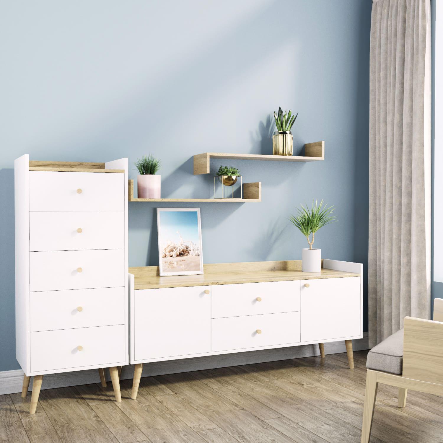 Буфет скандинавський Asgard 1470x675x400 мм Біла Аляска/Дуб крафт золотий (GAAG01011200000) - фото 2 Буфет скандинавський Asgard 1470x675x400 мм Біла Аляска/Дуб крафт золотий (GAAG01011200000) - фото 2