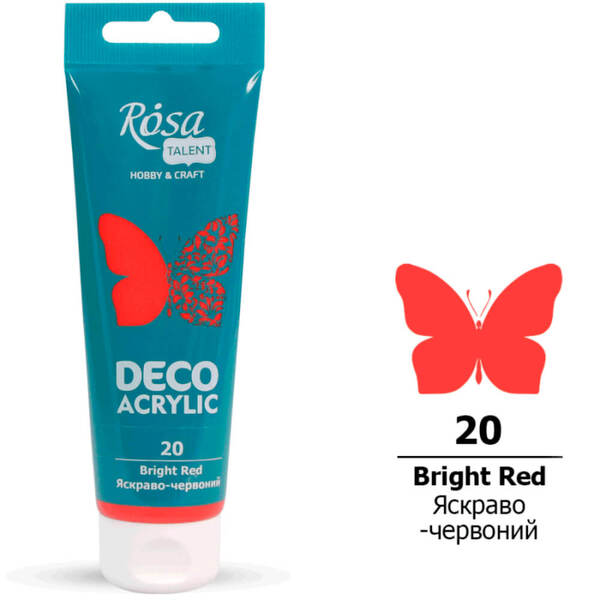 Акриловая краска для декора ROSA Talent 20 75 мл Ярко-красный матовый (322220) - фото 1 Акриловая краска для декора ROSA Talent 20 75 мл Ярко-красный матовый (322220) - фото 1
