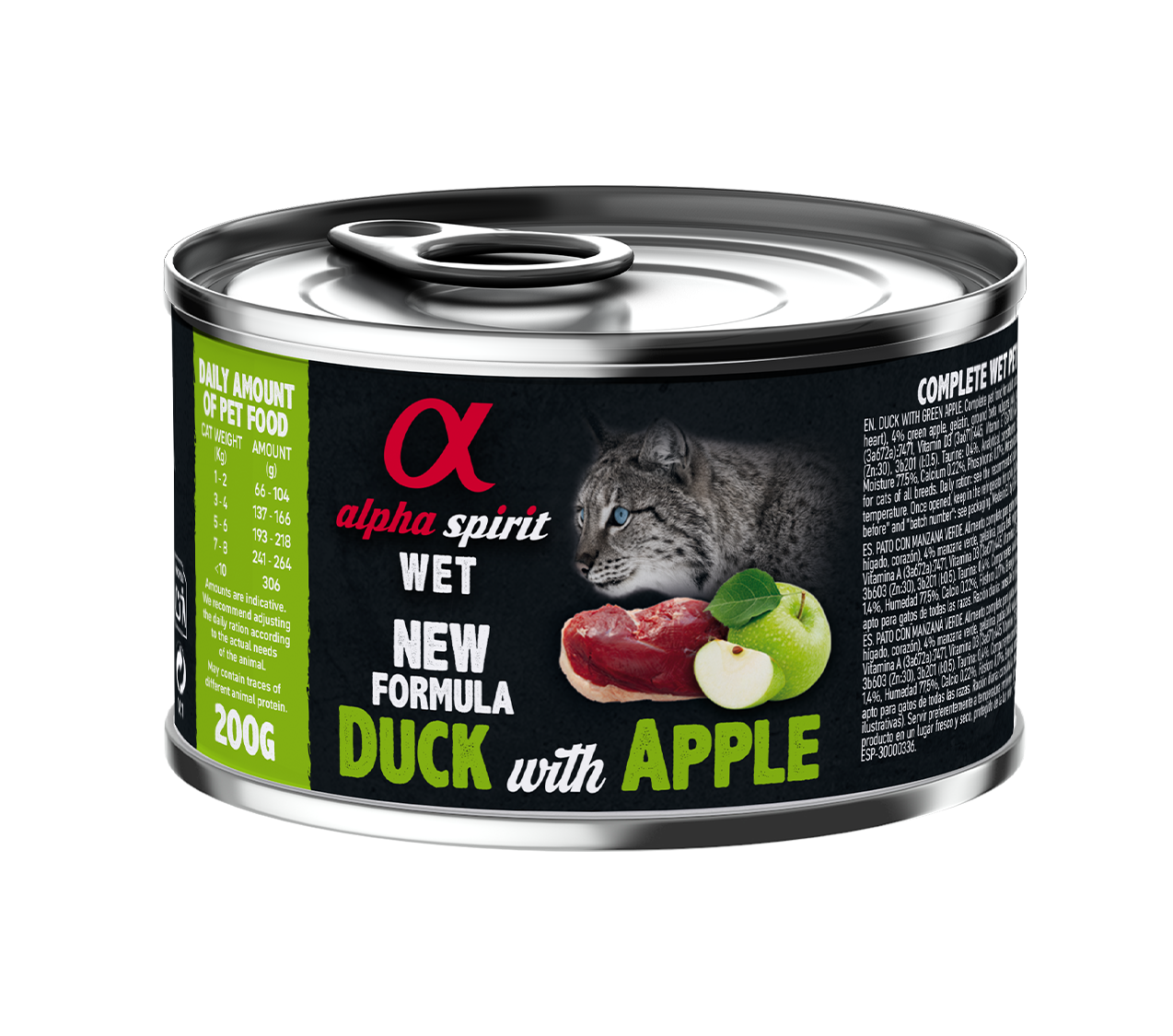 Корм вологий Alpha Spirit Duck with Green Apple з качкою та зеленими яблуками для дорослих котів 200 г (as311490)