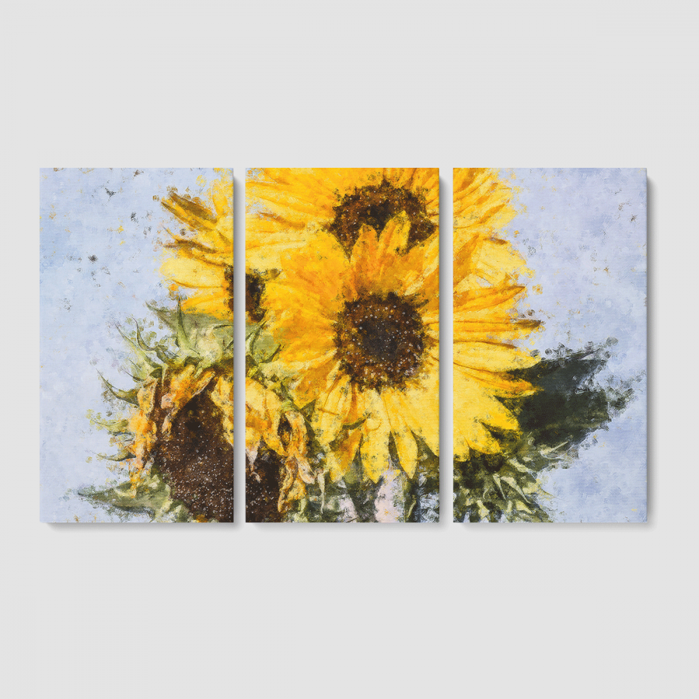 Модульная картина из трех частей Malevich Store Подсолнухи 96x60 см (MK311619)