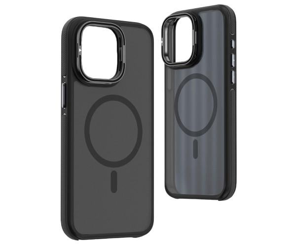 Матовый чехол - накладка Dual Color Camera Stand для iPhone 16 Plus Черный