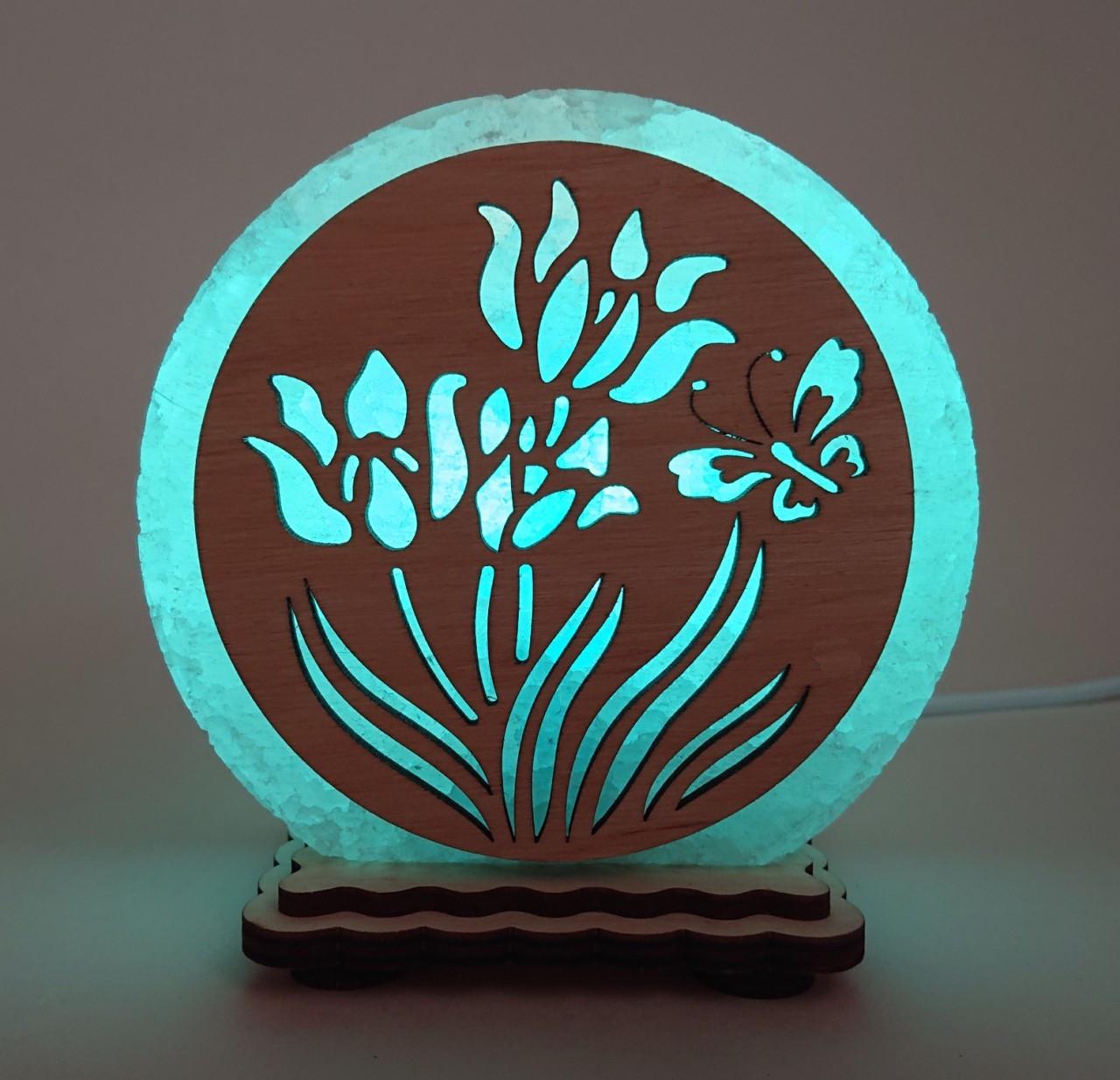 Соляной светильник Цветы и бабочка (KM-00017-b)