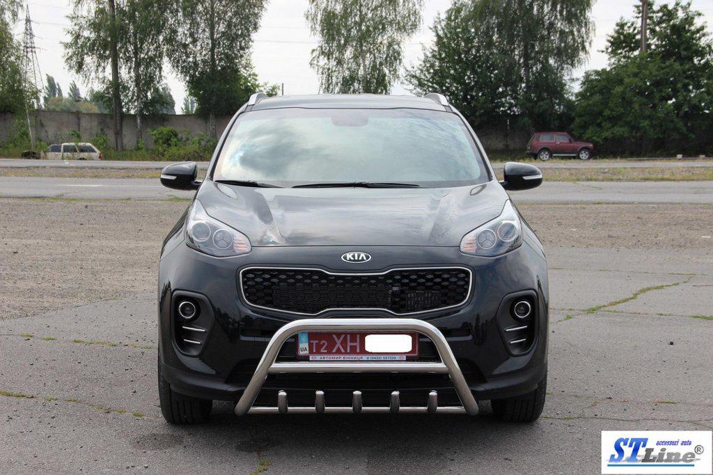 Кенгурятник WT003 CAN для Kia Sportage 2015-2021 гг. нержавеющая сталь Хром