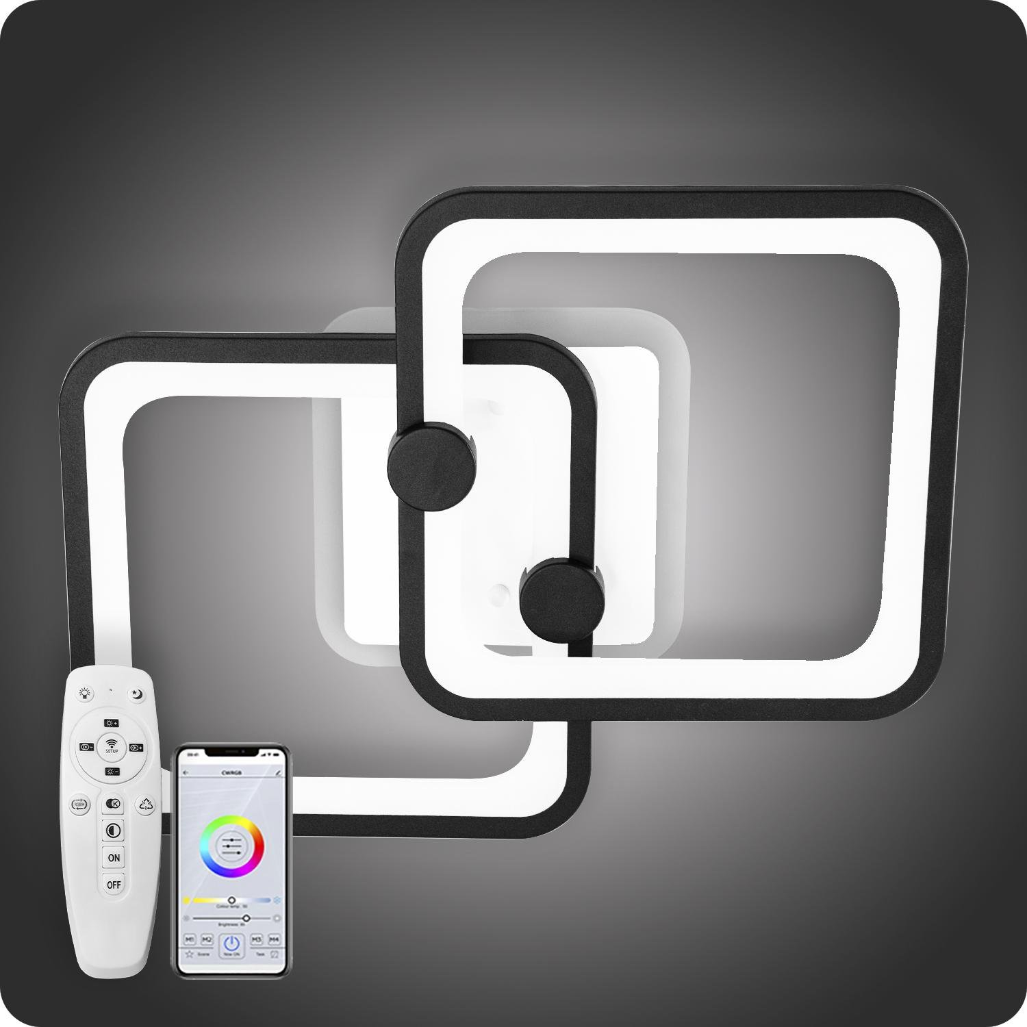 Люстра світлодіодна 517 Dlight 3color з пультом 55 Вт Чорний (02058) - фото 4 Люстра світлодіодна 517 Dlight 3color з пультом 55 Вт Чорний (02058) - фото 4