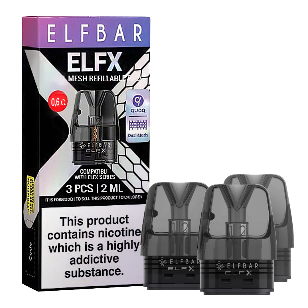 Картриджі Elf Bar Elfx для POD систем 0,6 Ом 2 мл 3 шт. Чорний (fea32166) - фото 2