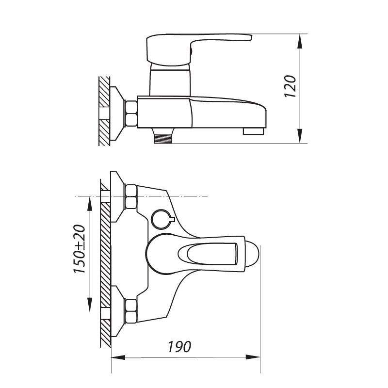 Змішувач для ванни з коротким зливом Zerix FAD 135 - фото 2 Змішувач для ванни з коротким зливом Zerix FAD 135 - фото 2