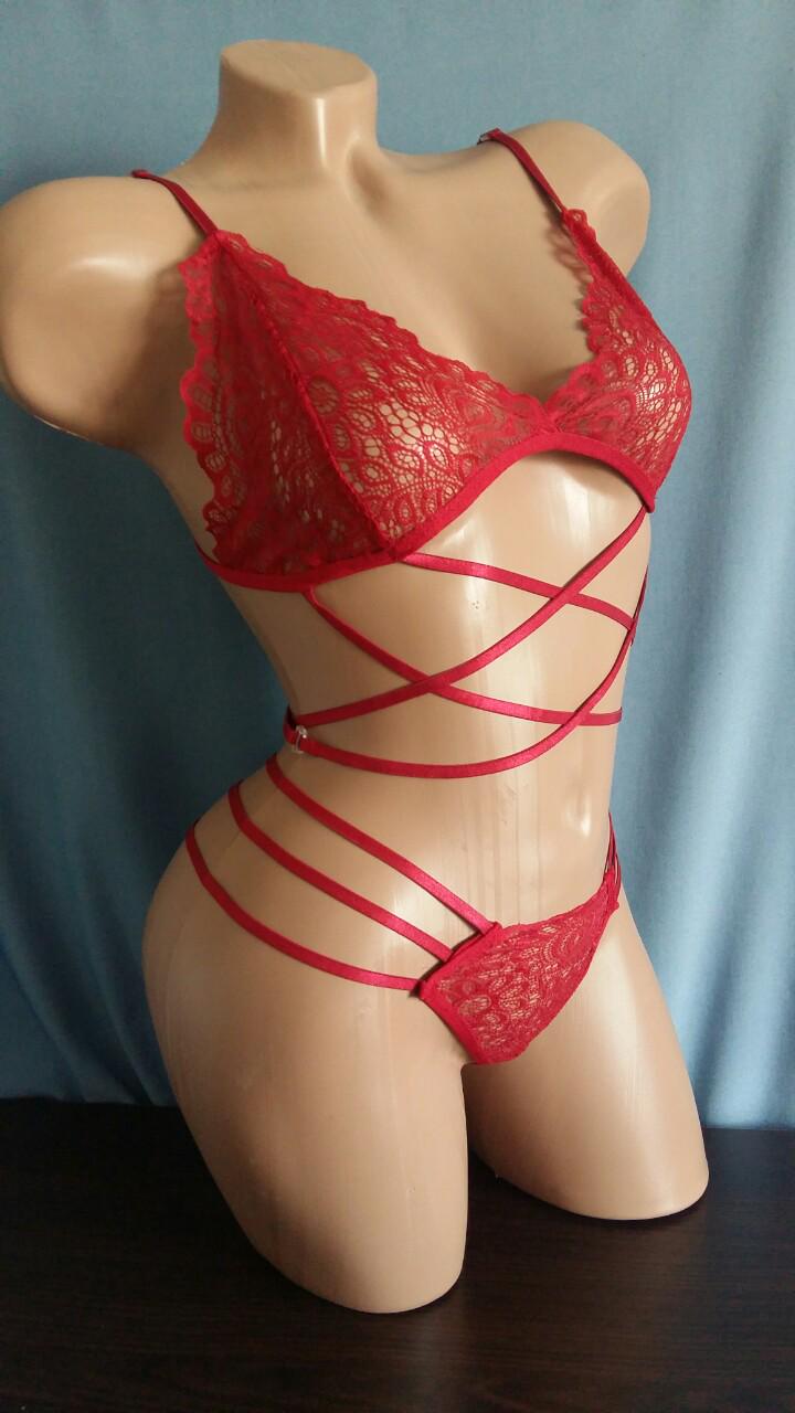 Комплект білизни з переплетеннями S/L Червоний (Н-0660-К)