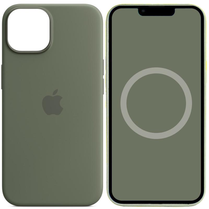 Противоударный Чехол Silicone case (AAA) full with Magsafe and Animation для Apple iPhone 14 Pro (6.1") Зеленый/Olive