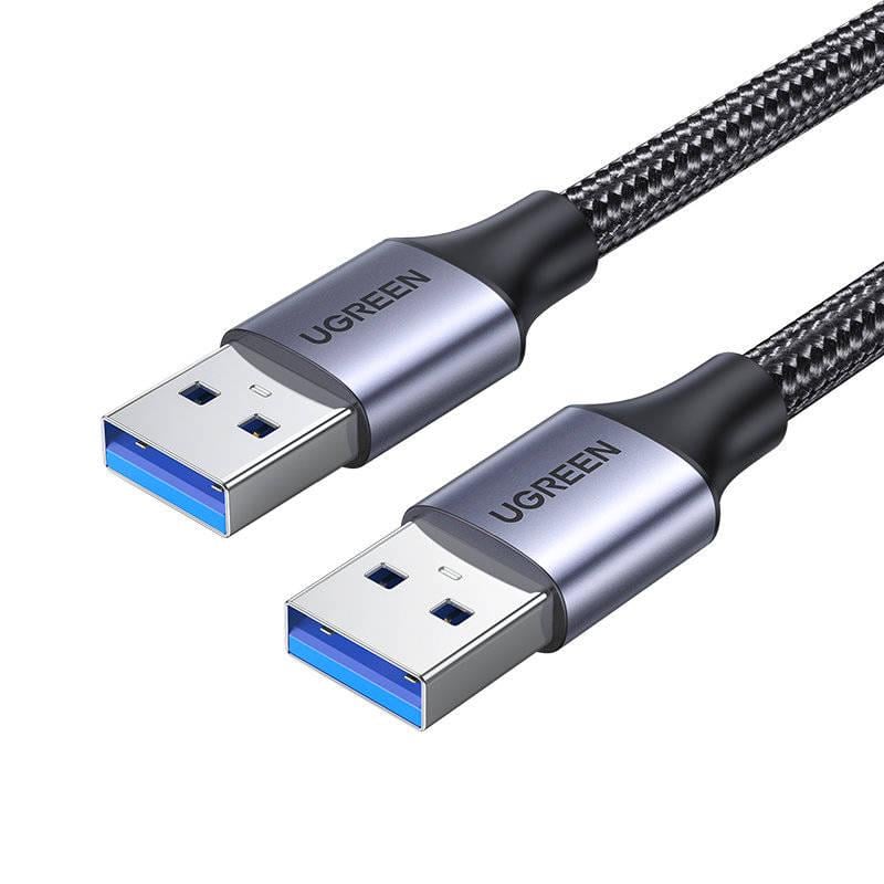 Кабель UGREEN US373 USB-A 3.0 Male to Male AM/AM Aluminum Case Braided Cable 1 м Black (80790)
