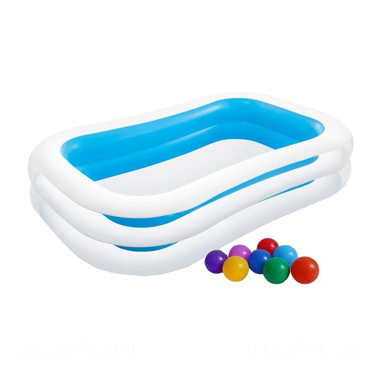 Бассейн детский прямоугольный Intex 56483-1 262х175х56 см с шариками 10 шт. Синий (147-9-56483-1)