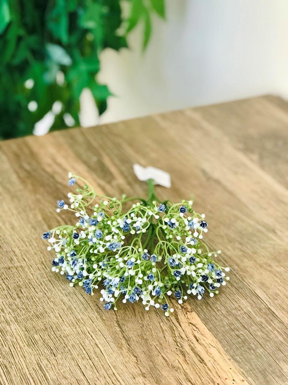 Искусственный гипсофил букет мини пластик 23 см Синий - фото 2