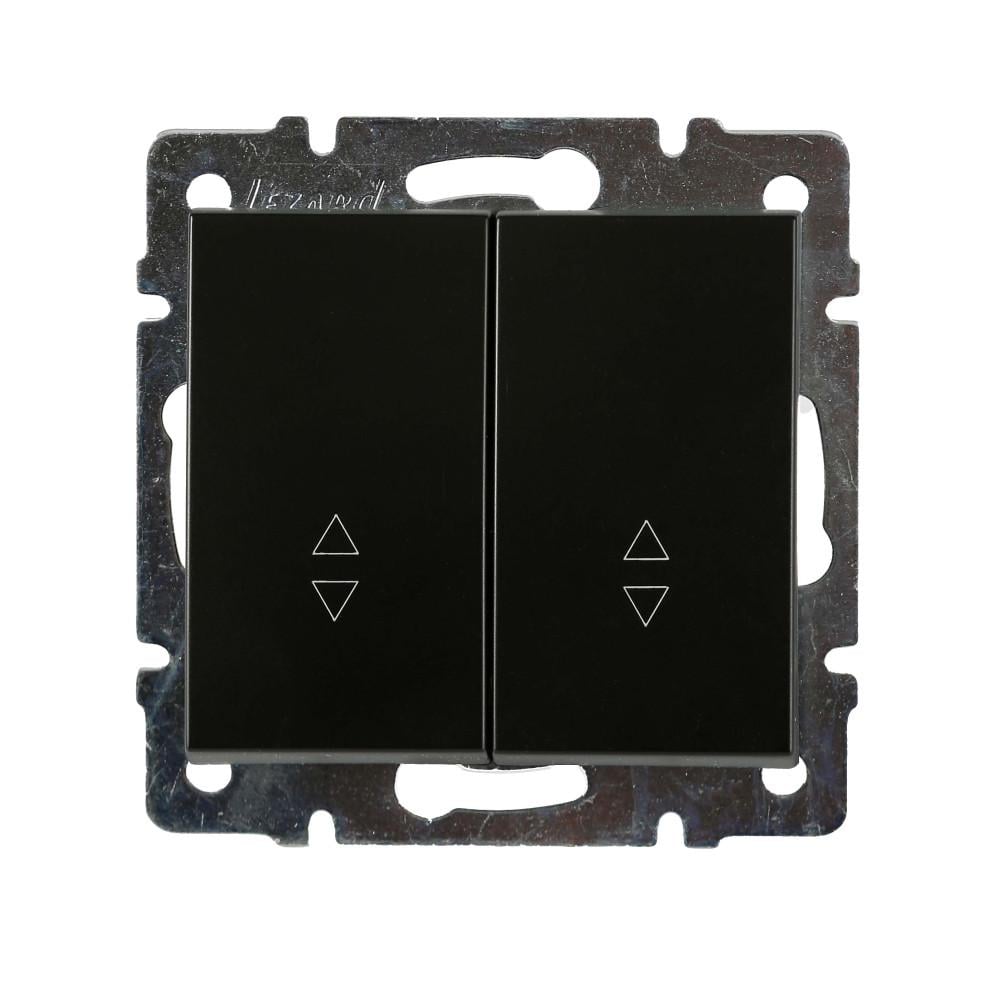 Выключатель Lezard Rain 2-клавишный проходной без рамки Антрацитовый (7034288106)