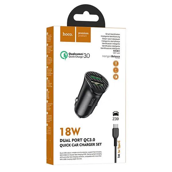 Зарядний пристрій Hoco Z39 Type-C QC3.0 2USB/18W (Z39-3) - фото 3