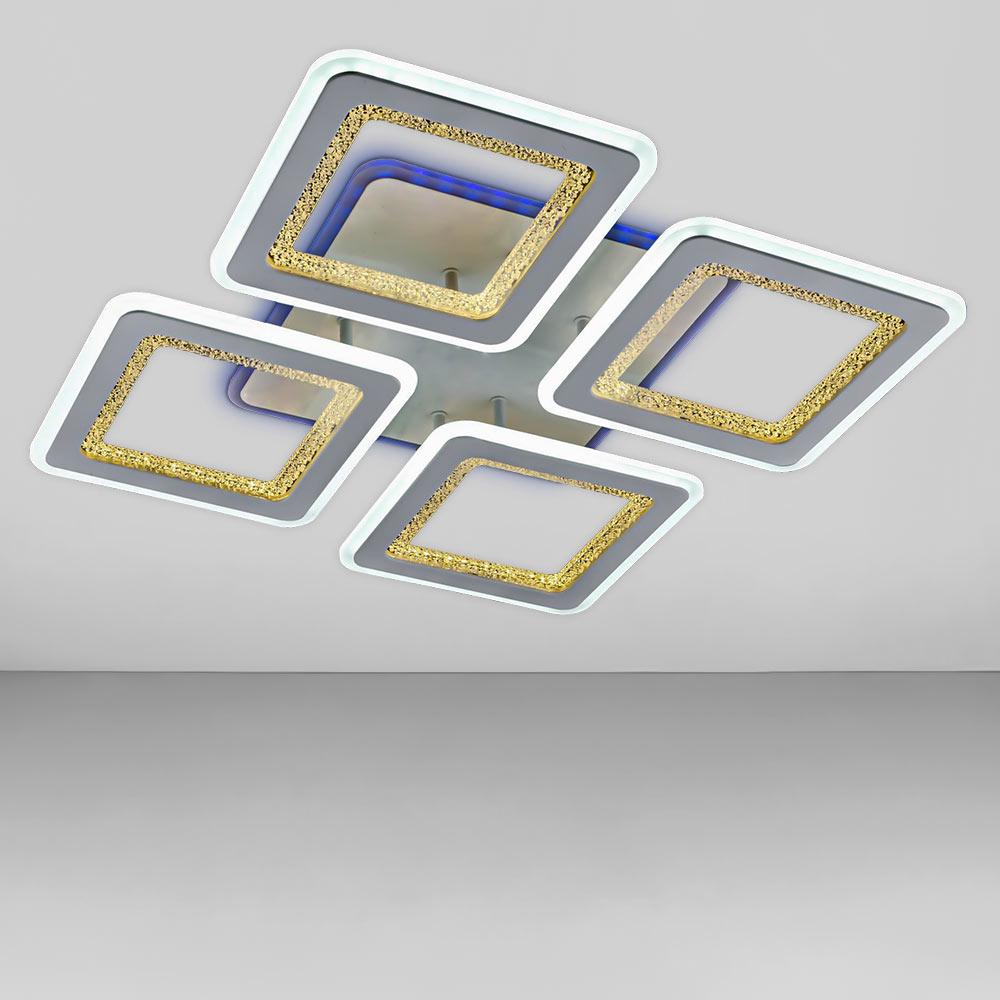 Люстра потолочная светодиодная с подсветкой RGB Light House SC-18512/4C WH/RGB 176W+10W 2.4G 560х560х80 мм Белый